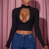 Cowl-Neck Tie-Back Top in Black