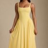 Modal A-Line Midaxi Dress in Pastel Yellow