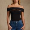 Modal Cut-Out Off-Shoulder Bodysuit in Black