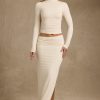 Modal Asymmetric-Waist Maxi Skirt in Ivory