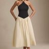 Halterneck A-Line Midaxi Dress in Black