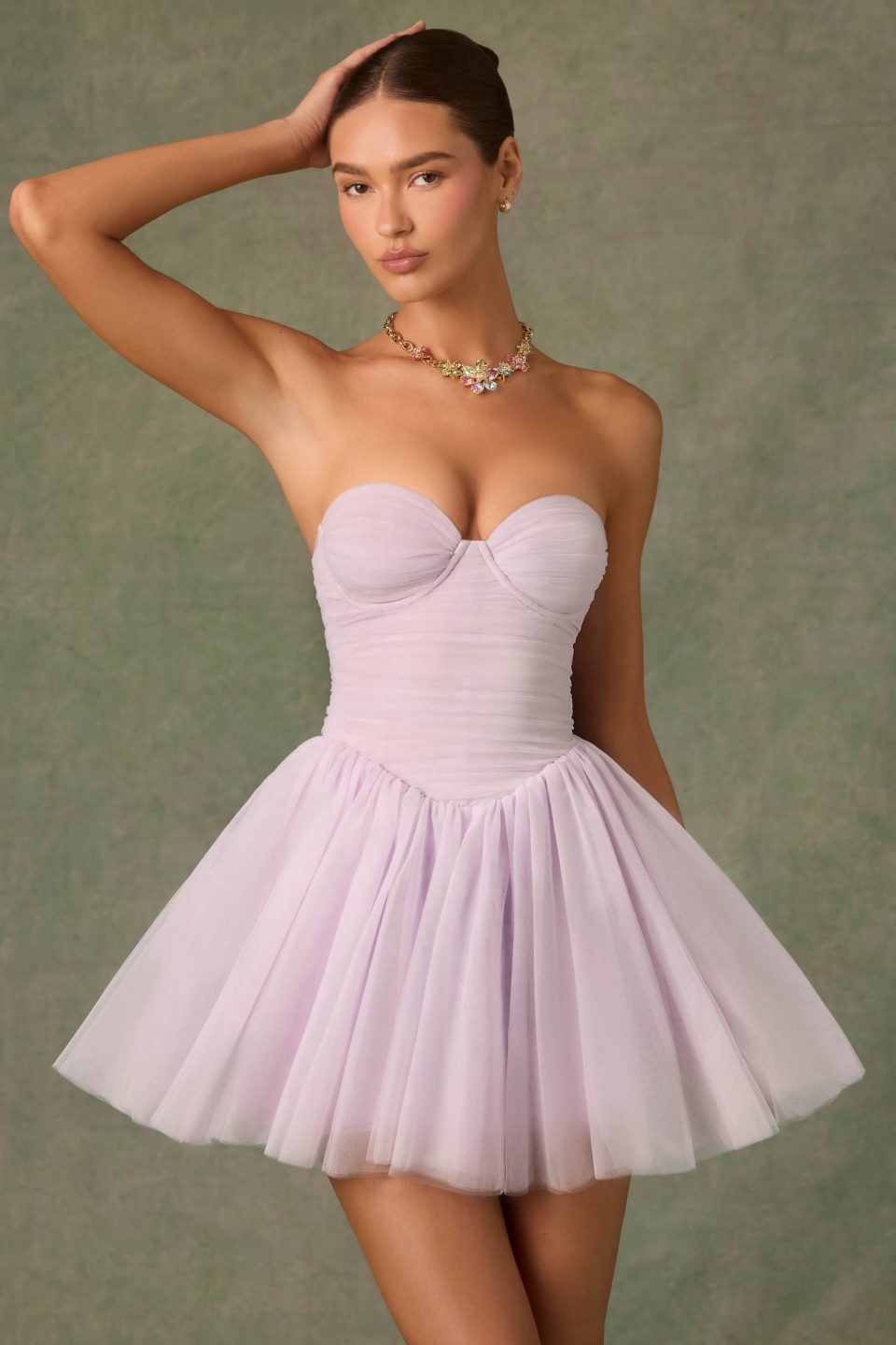 Tulle Corset Mini Dress in Lilac