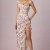 Asymmetric Ruffled Lace-Up Gown in Primrose Floral Print