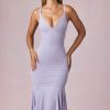 V-Neck Godet Midaxi Dress in Lilac