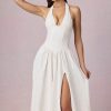 Broderie Anglaise Halterneck Midaxi Dress in White