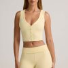 Modal Ribbed Button-Up Vest Top in ButterCream Yellow