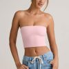 Modal Strapless Crop Top in Baby Pink