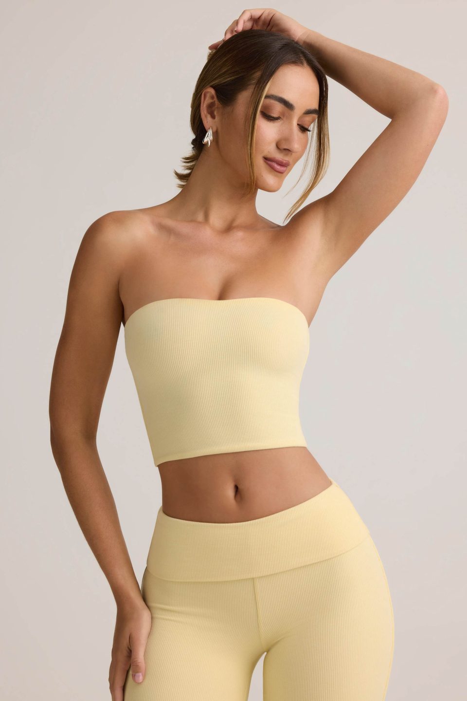 Modal Strapless Crop Top in ButterCream Yellow