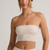 Modal Strapless Crop Top in Pink Yellow Stripe