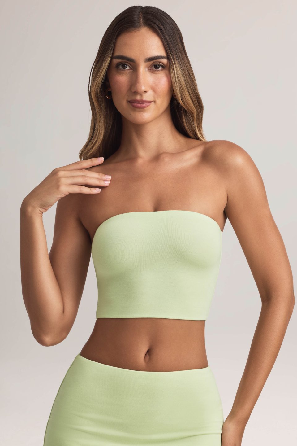 Modal Strapless Crop Top in Sage Green