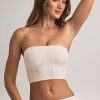 Modal Strapless Crop Top in Stripe Print