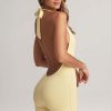 Modal Ribbed Backless Playsuit in Lemon Sherbet