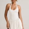 Modal Backless Halterneck Mini Dress in White