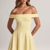 Modal Off-Shoulder A-Line Mini Dress in Lemon Sherbet