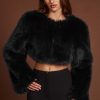 Faux Fur Cropped Bolero in Black