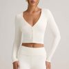 Modal Ribbed Cropped Cardigan in White