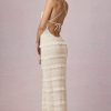 Ruffled Backless Halterneck Maxi Dress in Ivory