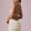 Ruffled Backless Halterneck Mini Dress in Ivory