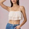 Ruffled Cropped Camisole Top in Ivory