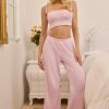 Pointelle Mid-Rise Straight-Leg Trousers in Baby Pink