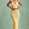 Bouclé Mid-Rise Maxi Skirt in Yellow