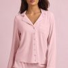 Modal Long-Sleeve Pyjama Top in Baby Pink