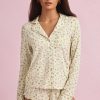 Modal Long-Sleeve Pyjama Top in Lemon Print