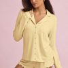 Modal Long-Sleeve Pyjama Top in Pastel Yellow