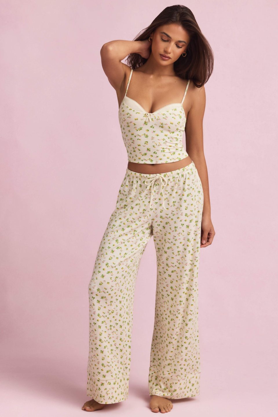 Modal Mid-Rise Pyjama Trousers in Lemon Print
