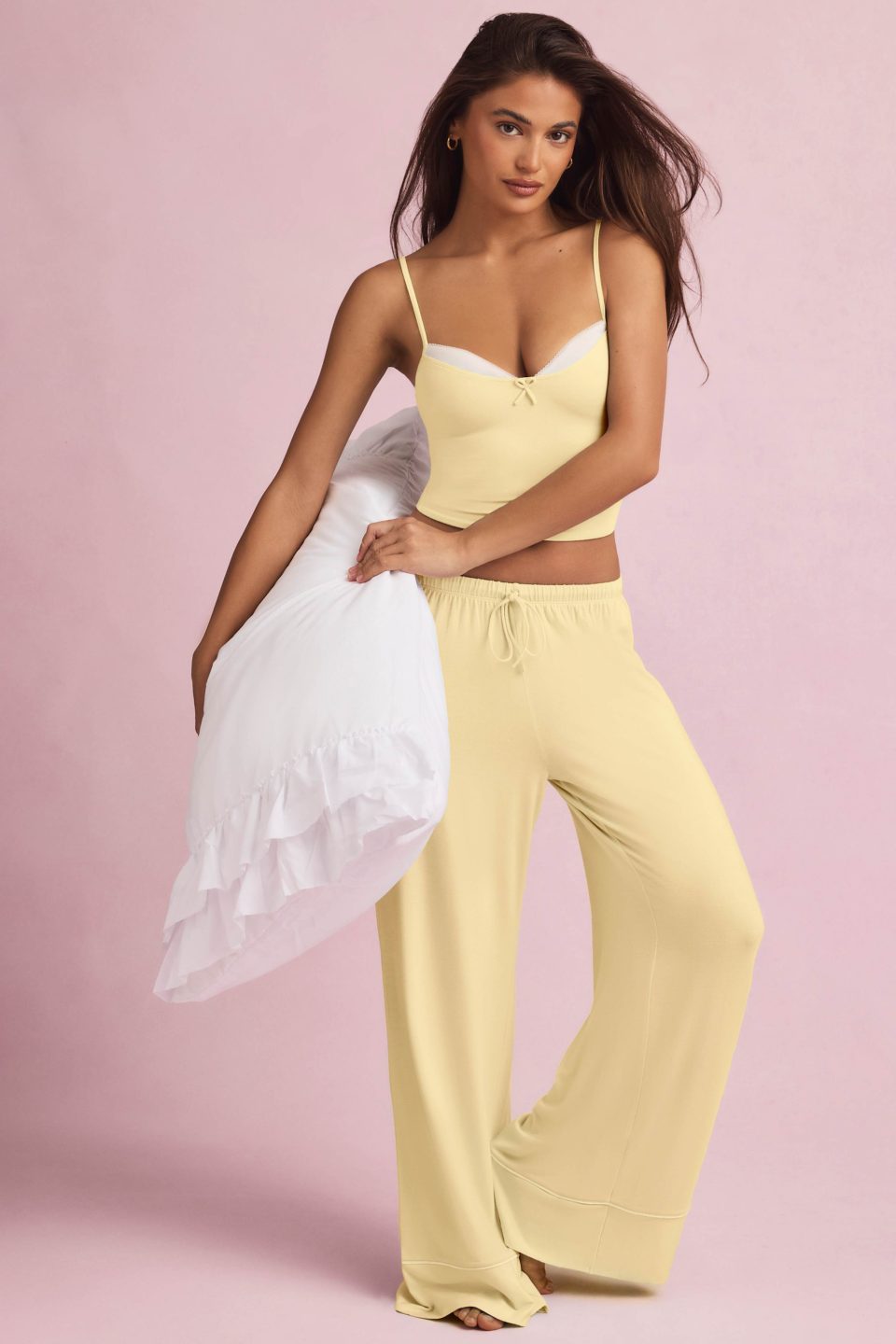 Modal Mid-Rise Pyjama Trousers in Pastel Yellow