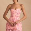 Embellished Strapless Corset Mini Dress in Pink