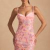 Embellished Camisole Bodycon Mini Dress in Pink