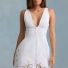 Cutwork Cotton-Poplin A-Line Mini Dress in White