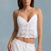 Cutwork Backless Cotton-Poplin Camisole Top in White
