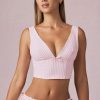Bow-Detail Crop Top in Soft Mauve Stripe