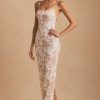 Embellished Scoop-Neck Backless Maxi Dress in Ivory