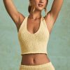 Bouclé Halterneck Crop Top in Yellow