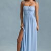 Shirred Camisole Maxi Dress in Sky Blue