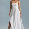 Shirred Camisole Maxi Dress in White