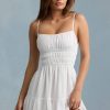 Shirred Camisole Mini Dress in White