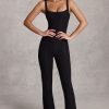 Corset Flared Jumpsuit in Black