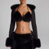 Faux Fur-Trim Bolero in Black