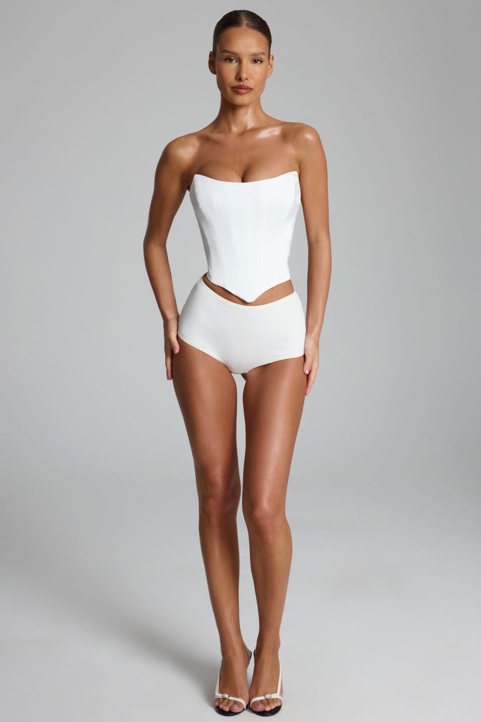 Slinky Jersey Low-Rise Hotpants in White