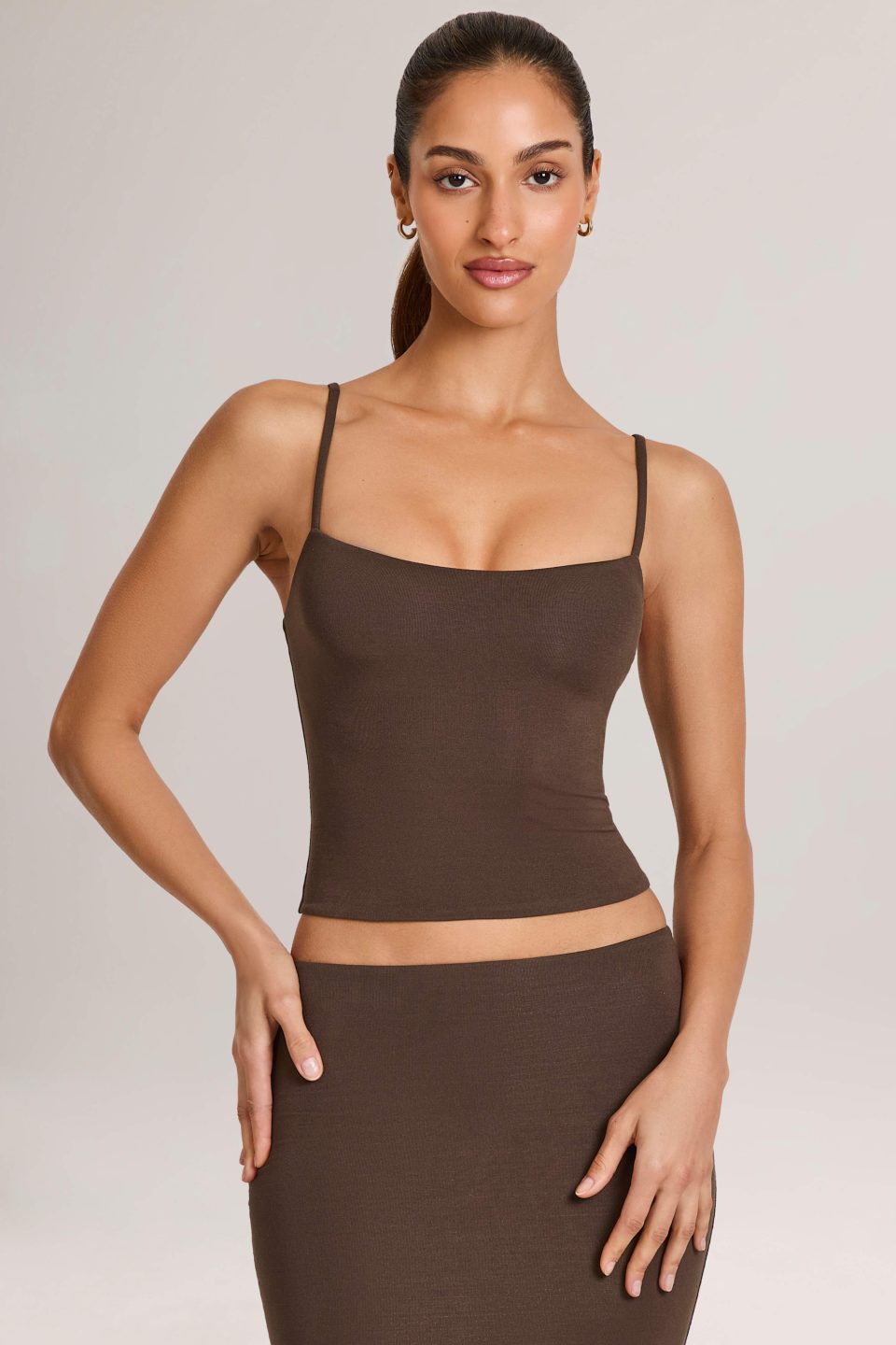 Modal Scoop-Neck Tank Top in Chocolate Brown