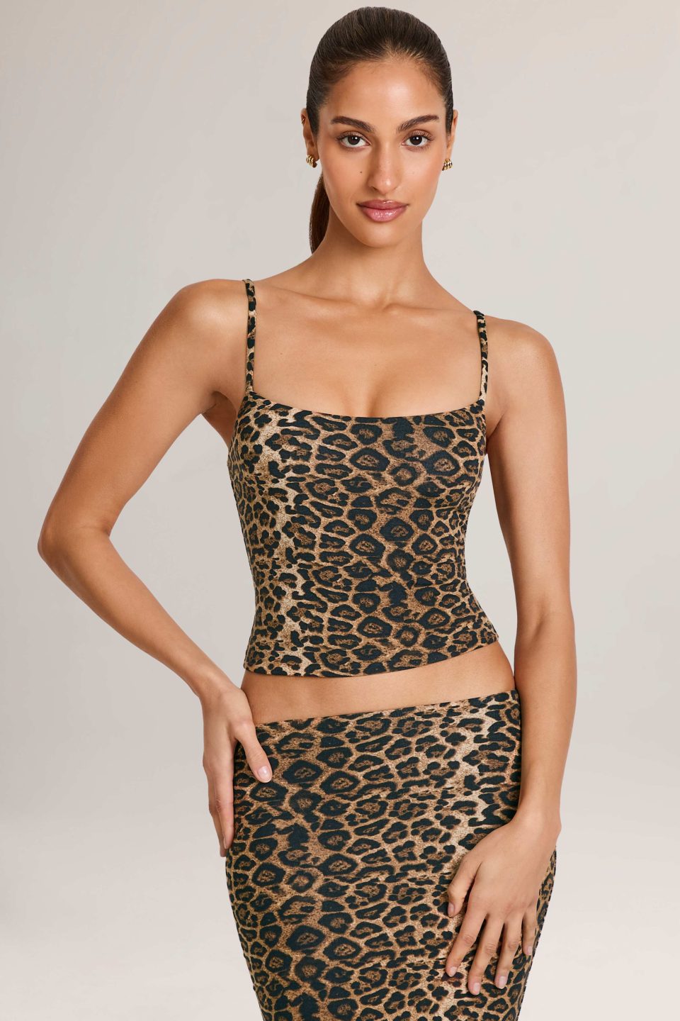 Modal Scoop-Neck Tank Top in Leopard Print
