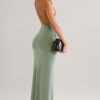 Modal Plunge Backless Maxi Dress in Sage Green