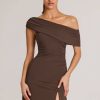 Modal Asymmetric A-Line Mini Dress in Chocolate Brown