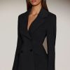 Structured Double-Breasted Blazer  in Black