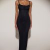 Embellished Backless Maxi Dress in Black