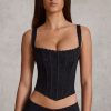 Lace-Up Corset Top in Black